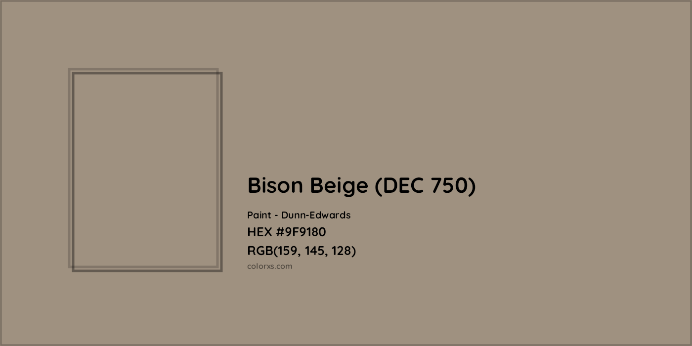 HEX #9F9180 Bison Beige (DEC 750) Paint Dunn-Edwards - Color Code