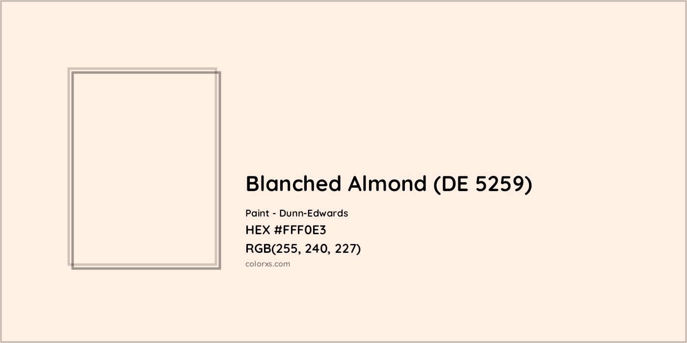 HEX #FFF0E3 Blanched Almond (DE 5259) Paint Dunn-Edwards - Color Code