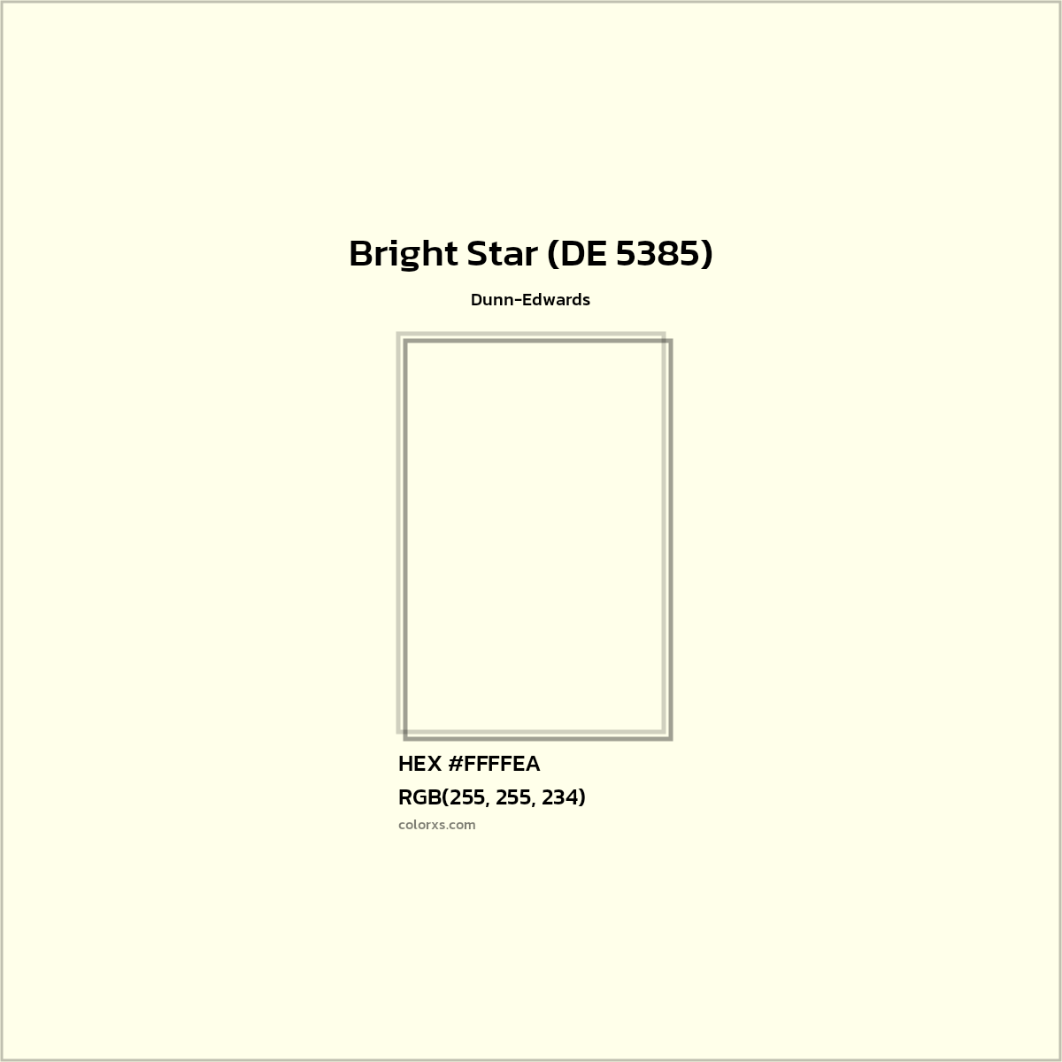 HEX #FFFFEA Bright Star (DE 5385) Paint Dunn-Edwards - Color Code