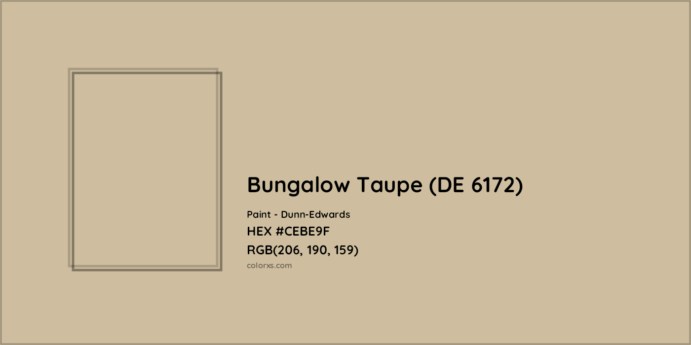 HEX #CEBE9F Bungalow Taupe (DE 6172) Paint Dunn-Edwards - Color Code