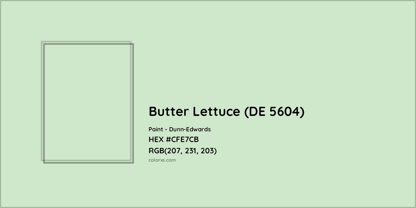 HEX #CFE7CB Butter Lettuce (DE 5604) Paint Dunn-Edwards - Color Code
