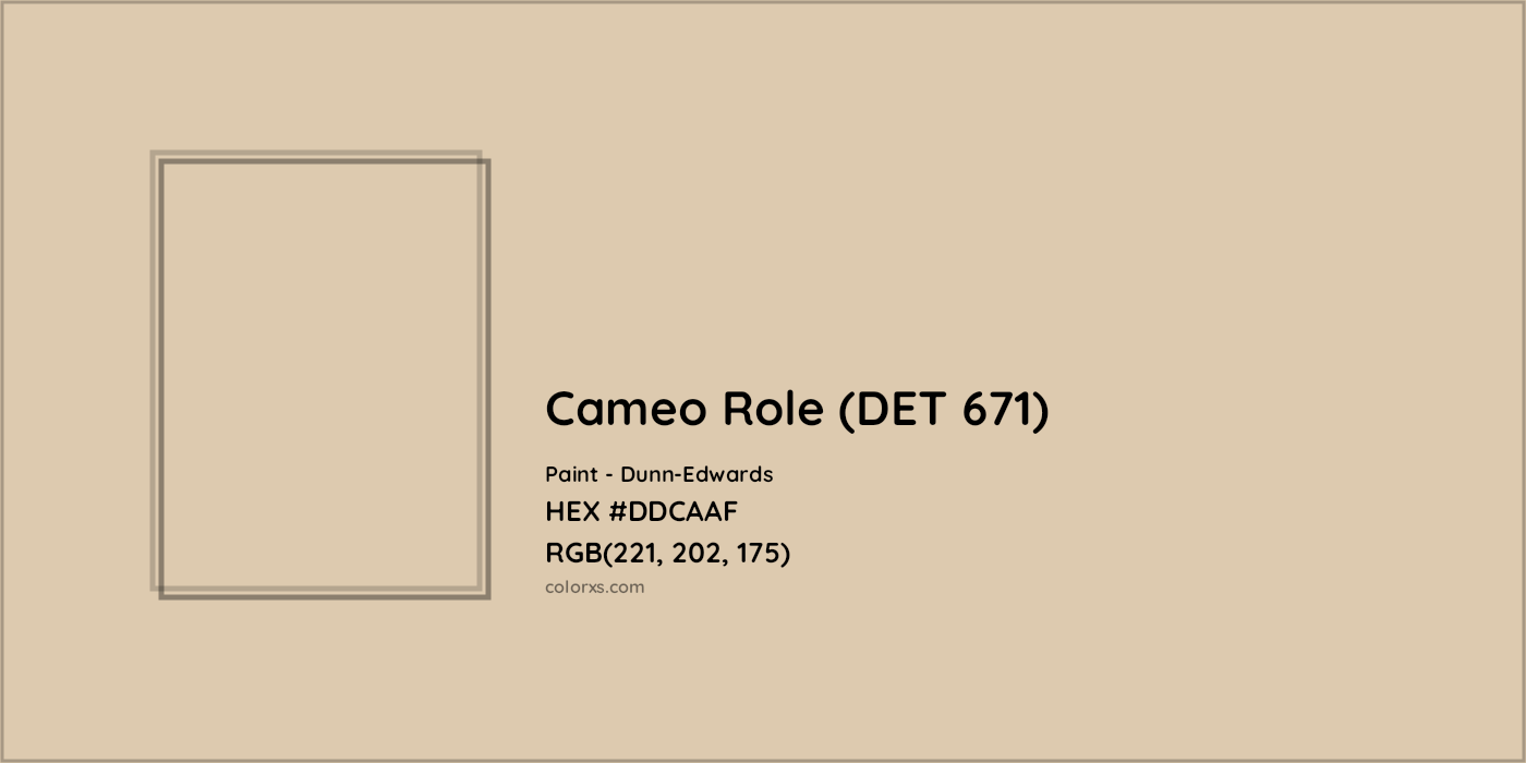 HEX #DDCAAF Cameo Role (DET 671) Paint Dunn-Edwards - Color Code