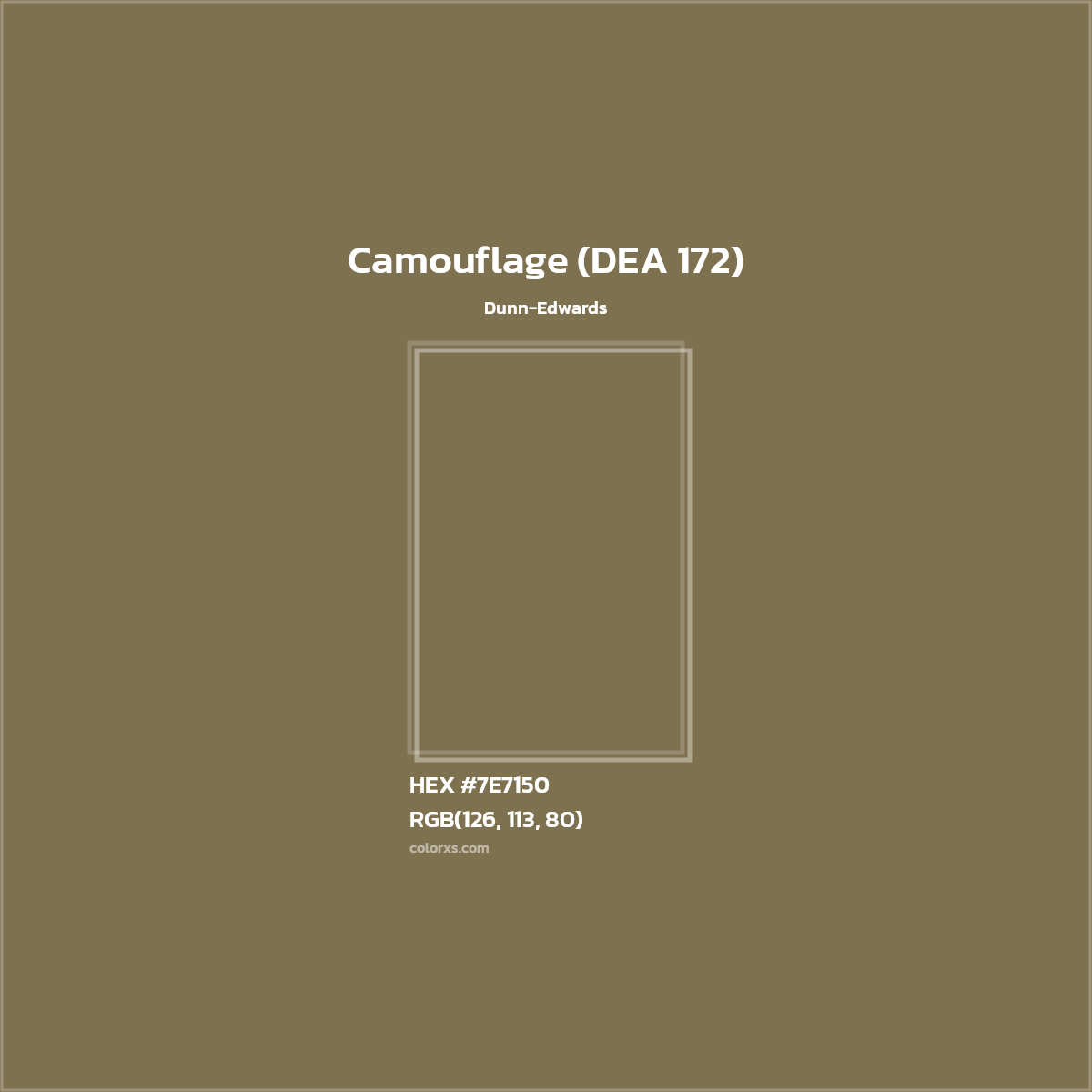 HEX #7E7150 Camouflage (DEA 172) Paint Dunn-Edwards - Color Code