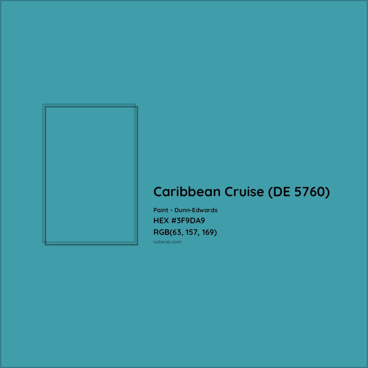 HEX #3F9DA9 Caribbean Cruise (DE 5760) Paint Dunn-Edwards - Color Code