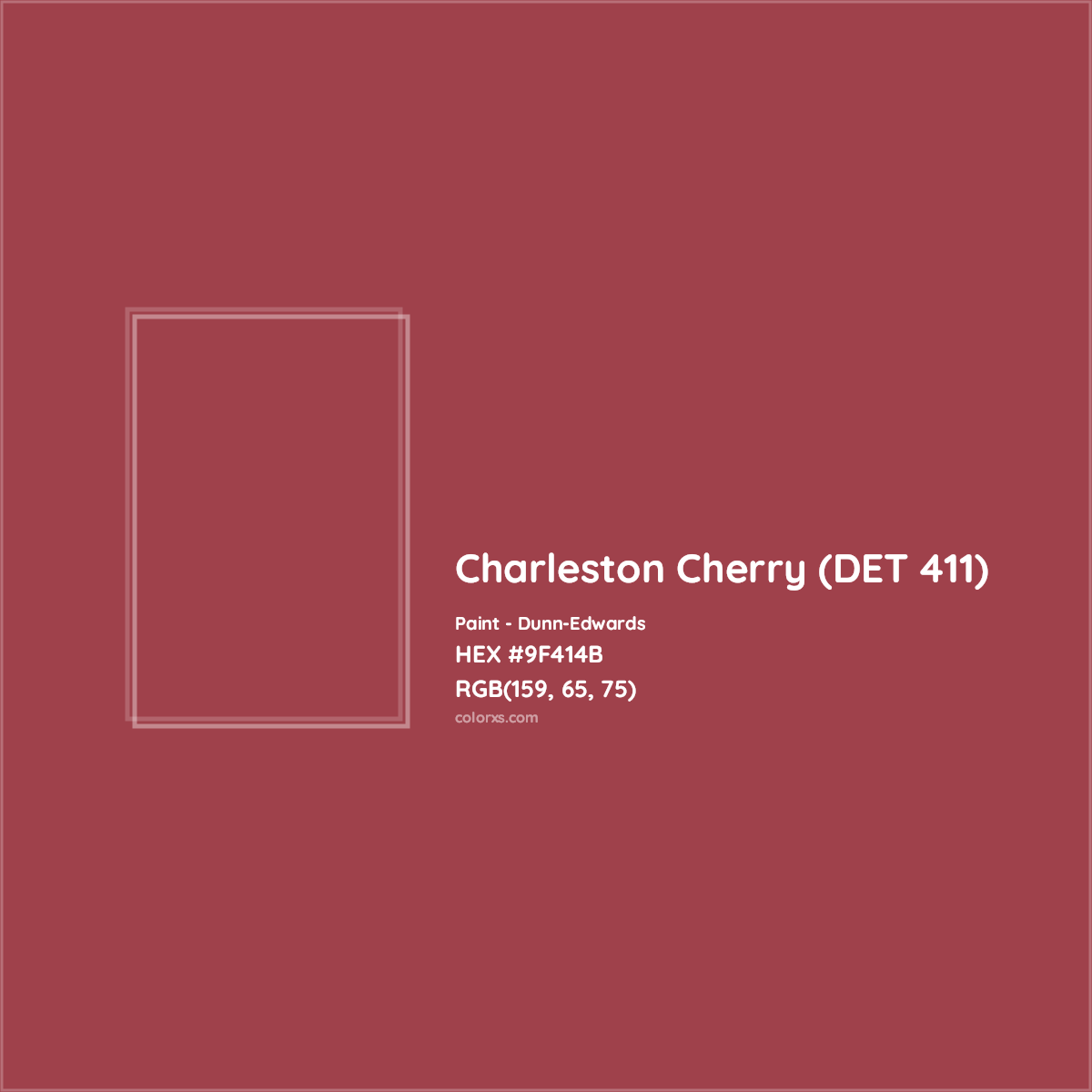 HEX #9F414B Charleston Cherry (DET 411) Paint Dunn-Edwards - Color Code
