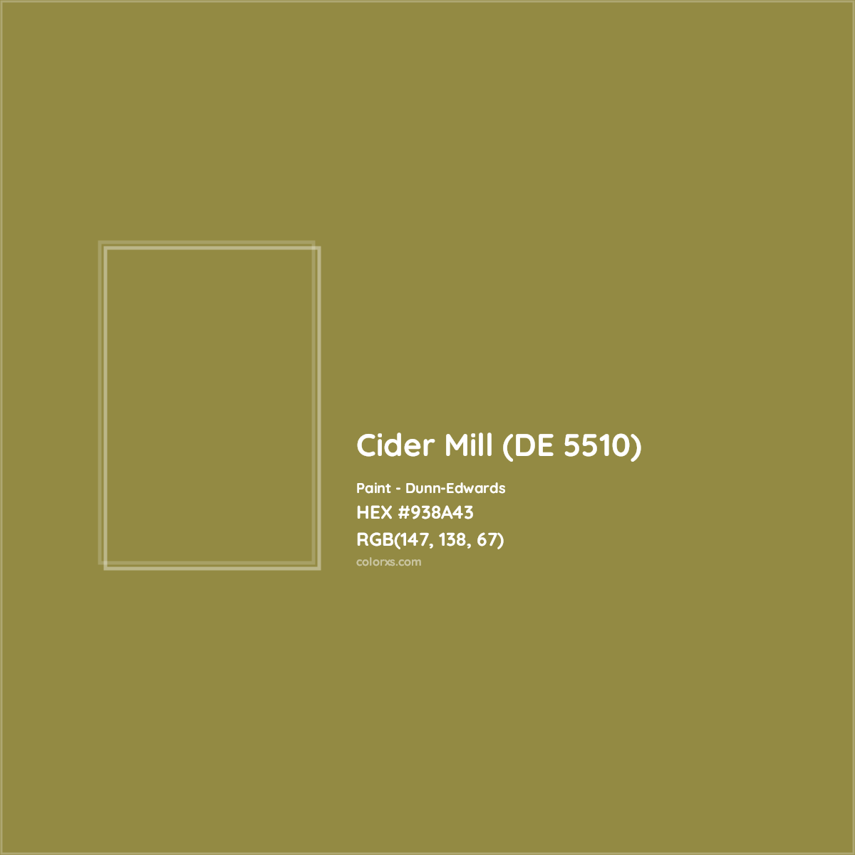 HEX #938A43 Cider Mill (DE 5510) Paint Dunn-Edwards - Color Code