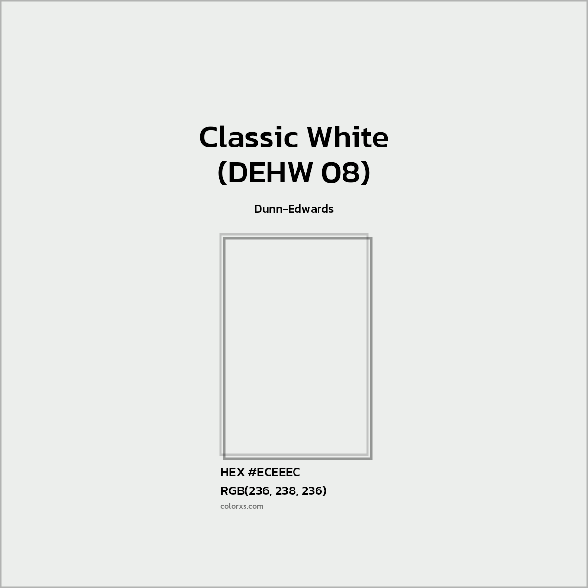 HEX #ECEEEC Classic White (DEHW 08) Paint Dunn-Edwards - Color Code