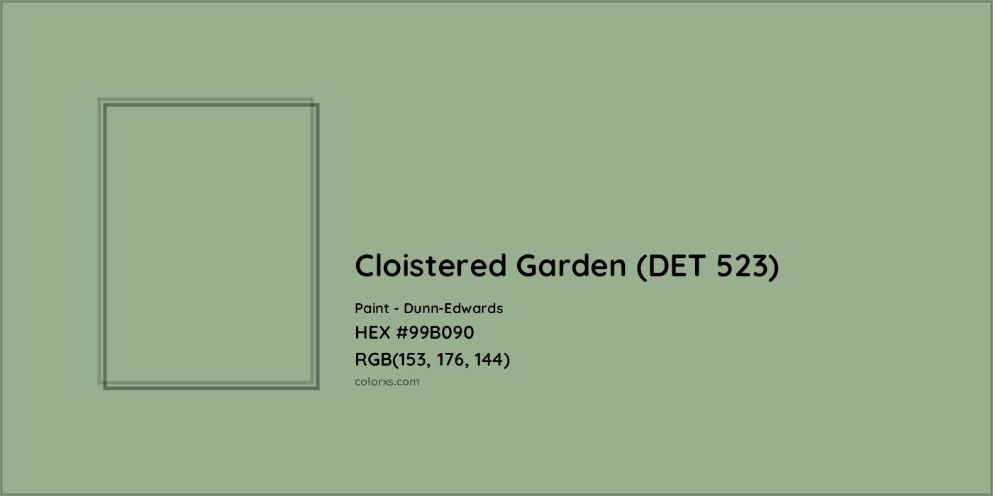 HEX #99B090 Cloistered Garden (DET 523) Paint Dunn-Edwards - Color Code