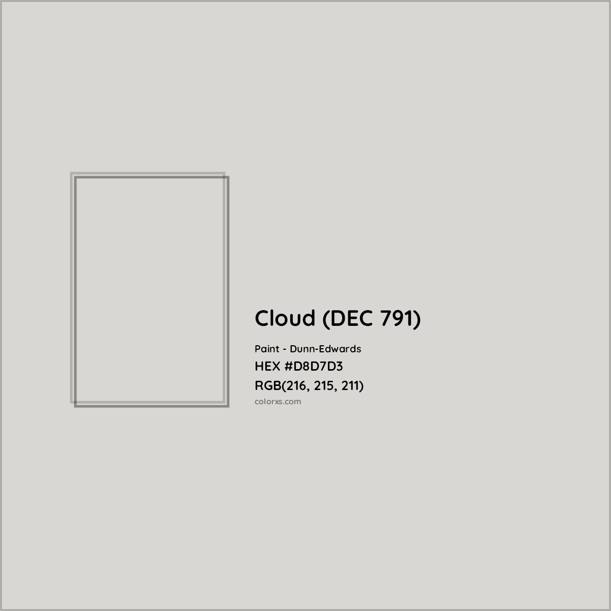 HEX #D8D7D3 Cloud (DEC 791) Paint Dunn-Edwards - Color Code