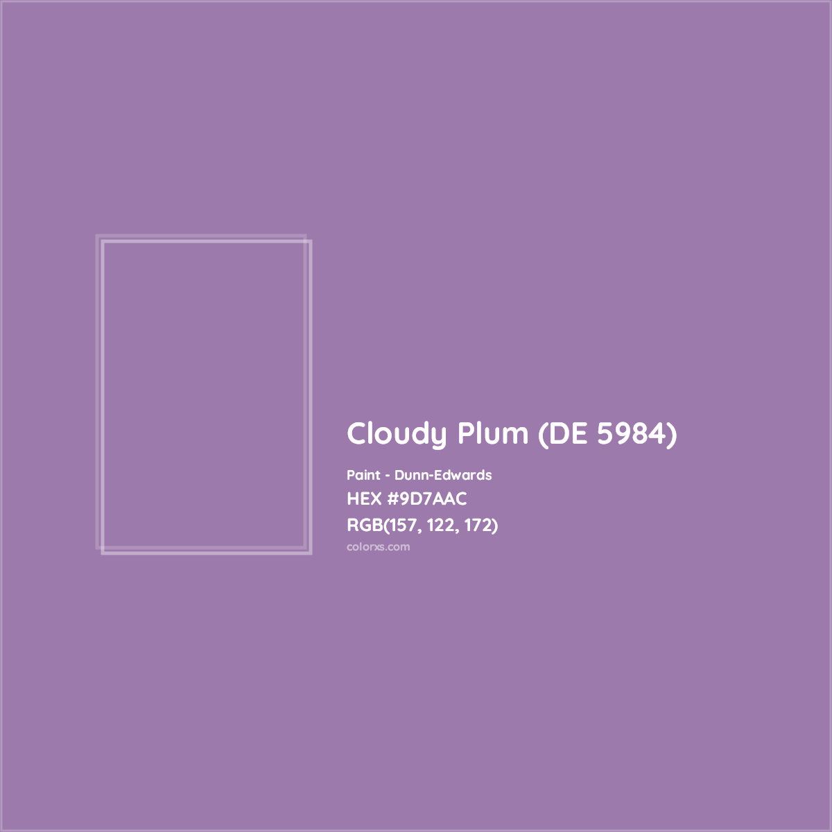 HEX #9D7AAC Cloudy Plum (DE 5984) Paint Dunn-Edwards - Color Code
