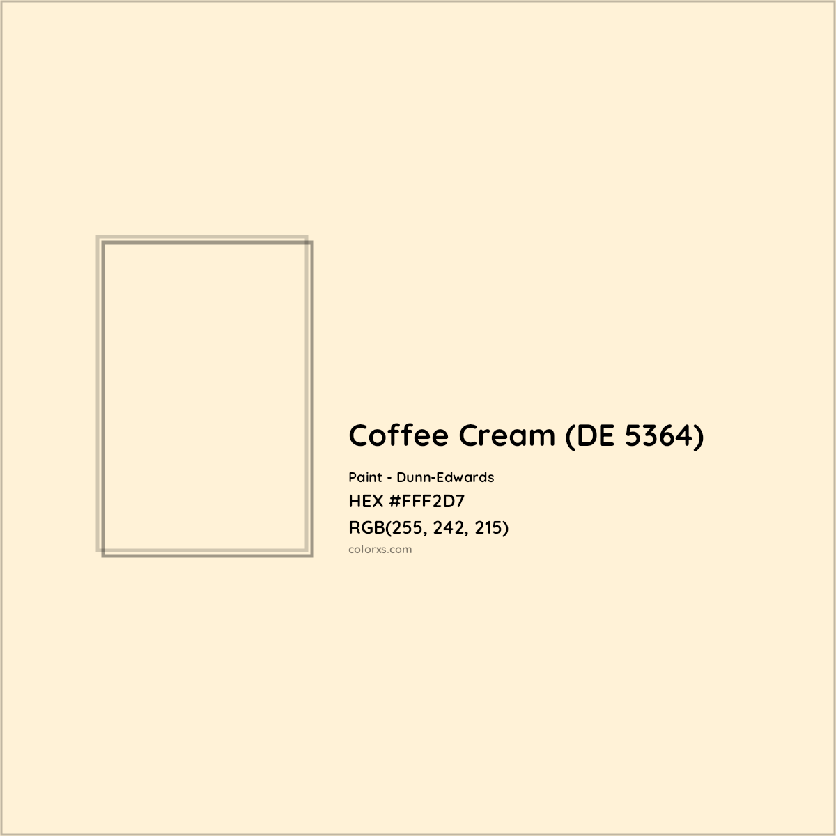 HEX #FFF2D7 Coffee Cream (DE 5364) Paint Dunn-Edwards - Color Code