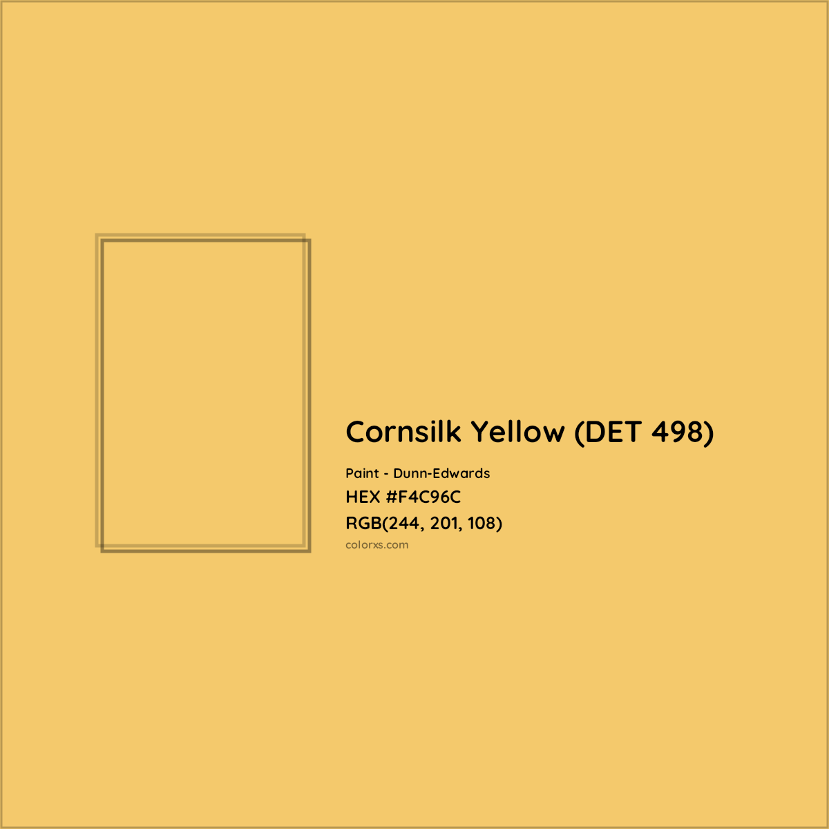 HEX #F4C96C Cornsilk Yellow (DET 498) Paint Dunn-Edwards - Color Code