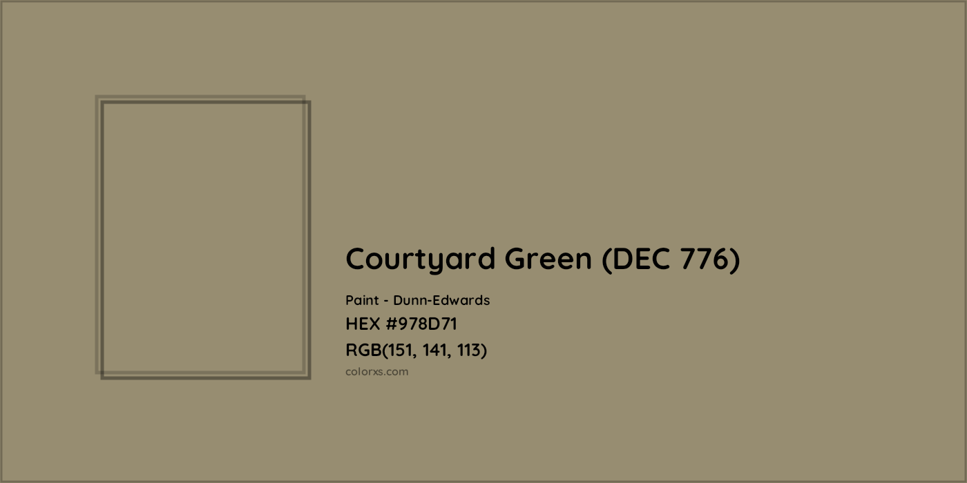 HEX #978D71 Courtyard Green (DEC 776) Paint Dunn-Edwards - Color Code