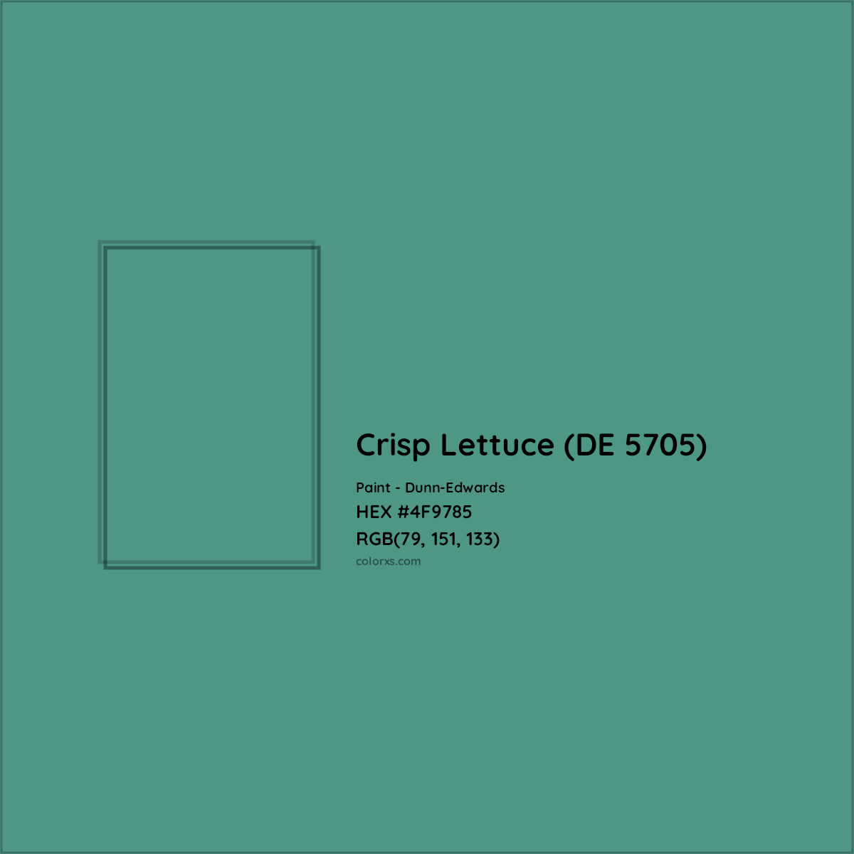 HEX #4F9785 Crisp Lettuce (DE 5705) Paint Dunn-Edwards - Color Code