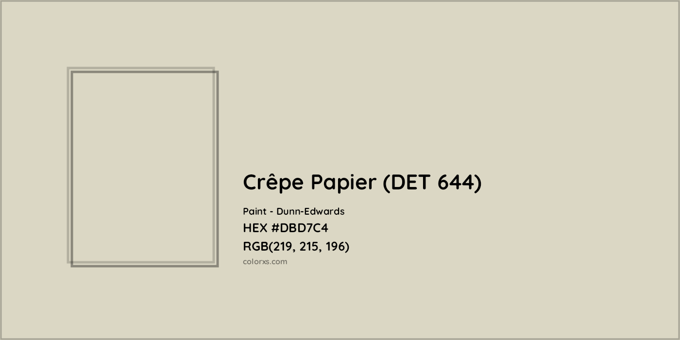 HEX #DBD7C4 Crêpe Papier (DET 644) Paint Dunn-Edwards - Color Code