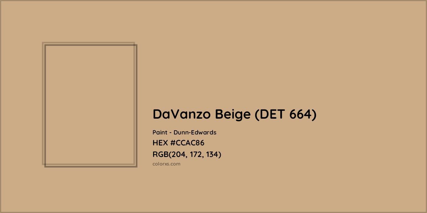 HEX #CCAC86 DaVanzo Beige (DET 664) Paint Dunn-Edwards - Color Code