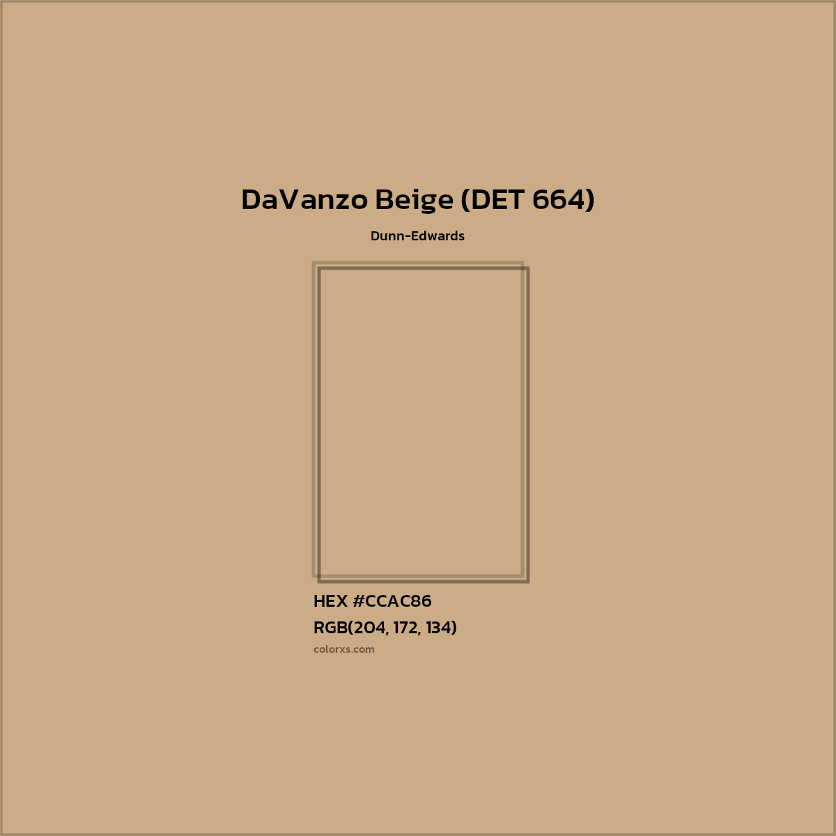 HEX #CCAC86 DaVanzo Beige (DET 664) Paint Dunn-Edwards - Color Code