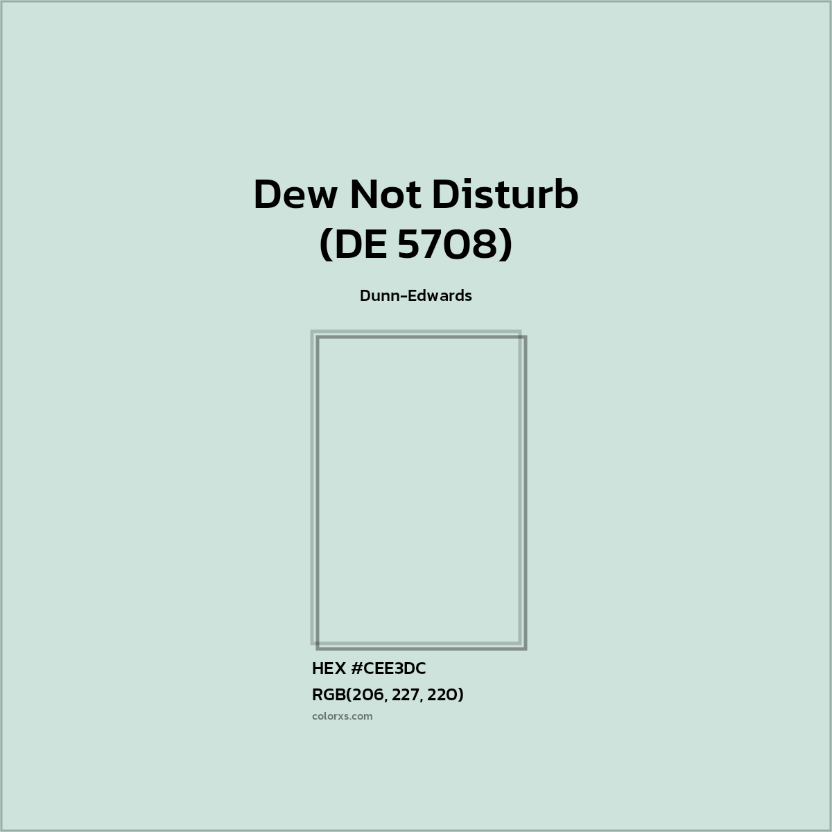 HEX #CEE3DC Dew Not Disturb (DE 5708) Paint Dunn-Edwards - Color Code