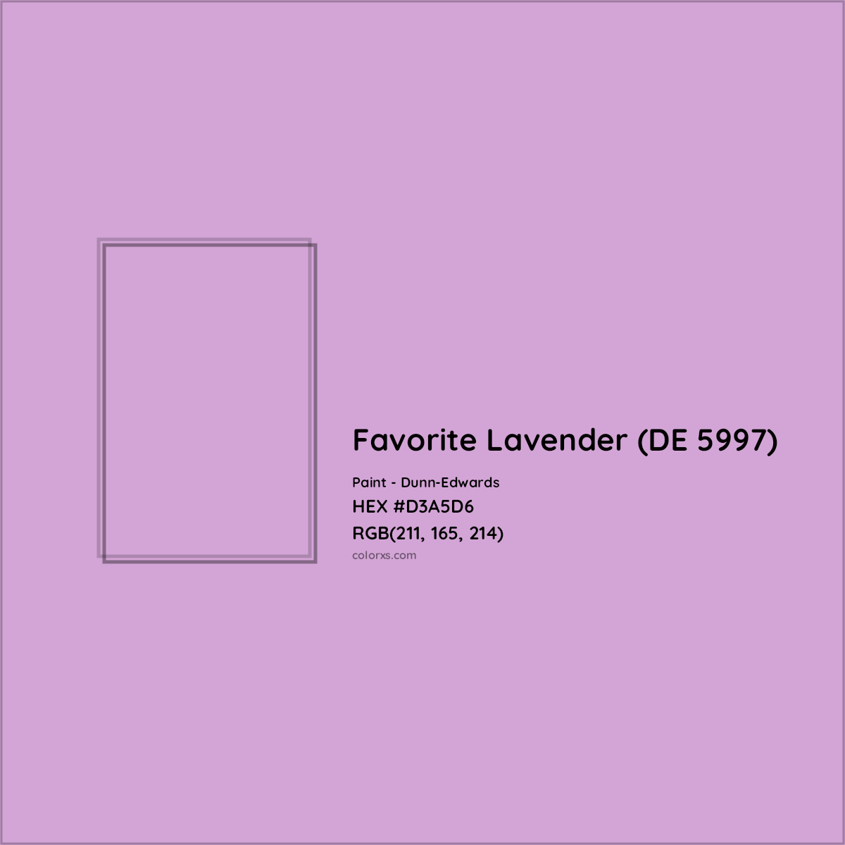 HEX #D3A5D6 Favorite Lavender (DE 5997) Paint Dunn-Edwards - Color Code
