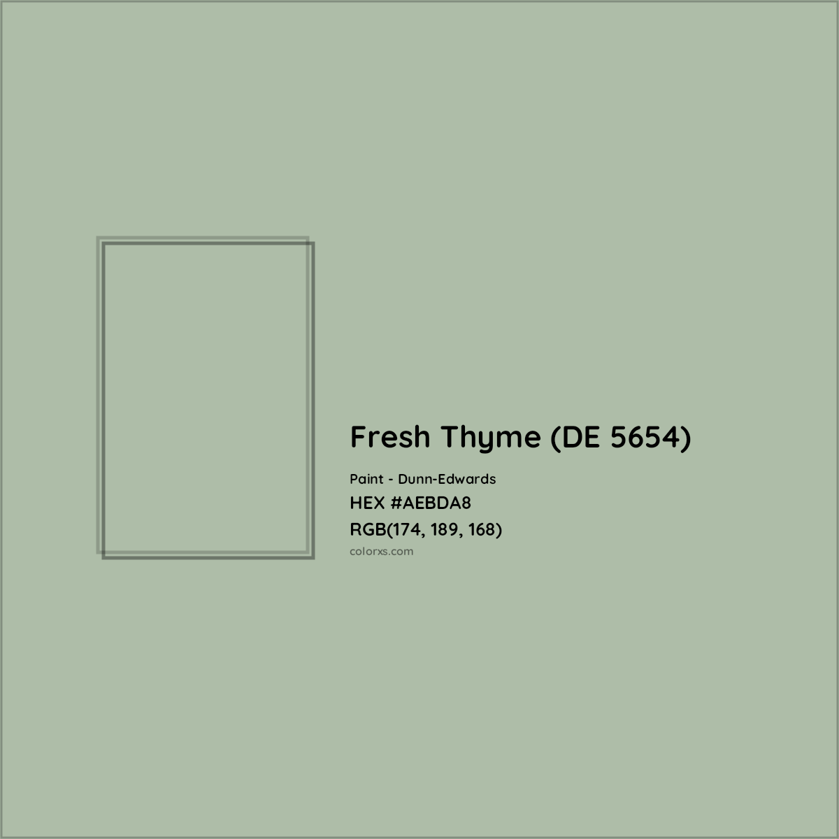HEX #AEBDA8 Fresh Thyme (DE 5654) Paint Dunn-Edwards - Color Code