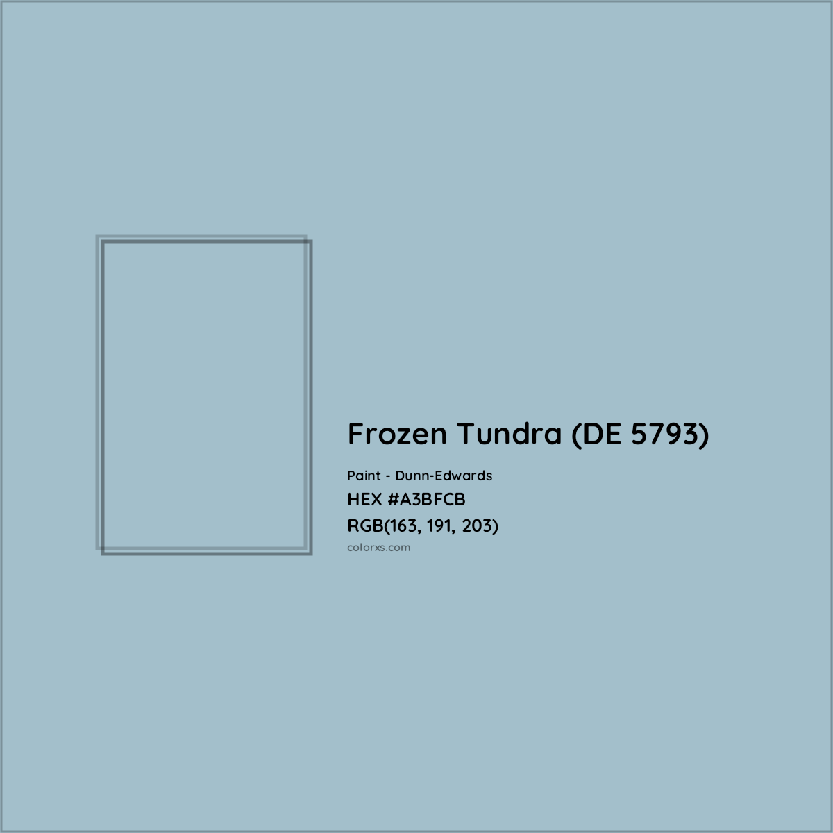 HEX #A3BFCB Frozen Tundra (DE 5793) Paint Dunn-Edwards - Color Code