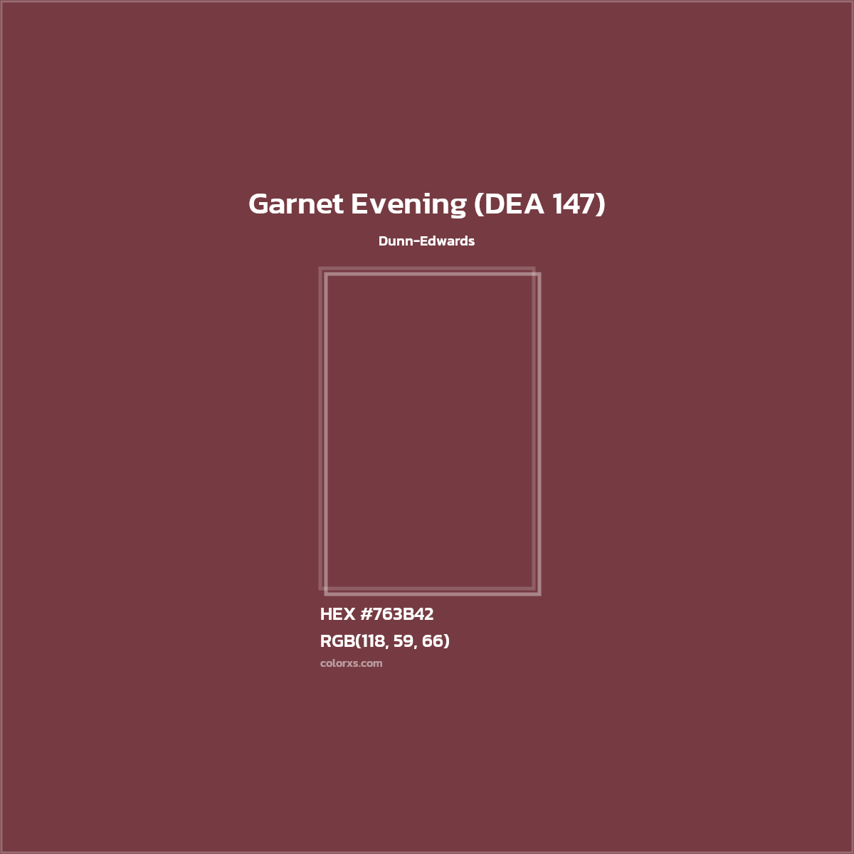 HEX #763B42 Garnet Evening (DEA 147) Paint Dunn-Edwards - Color Code