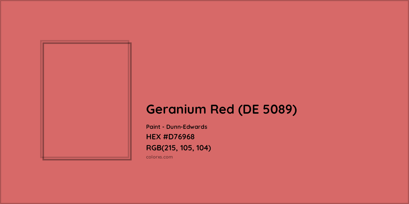 HEX #D76968 Geranium Red (DE 5089) Paint Dunn-Edwards - Color Code