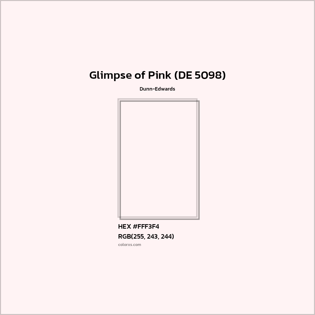 HEX #FFF3F4 Glimpse of Pink (DE 5098) Paint Dunn-Edwards - Color Code