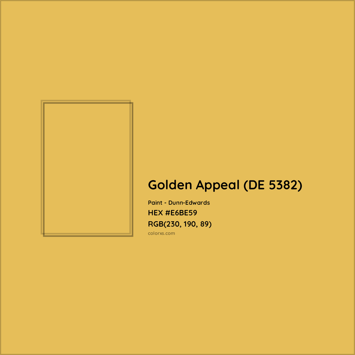 HEX #E6BE59 Golden Appeal (DE 5382) Paint Dunn-Edwards - Color Code