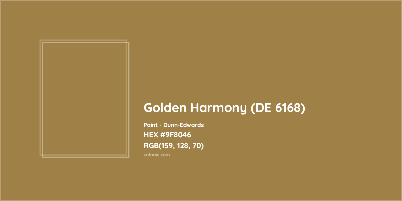 HEX #9F8046 Golden Harmony (DE 6168) Paint Dunn-Edwards - Color Code