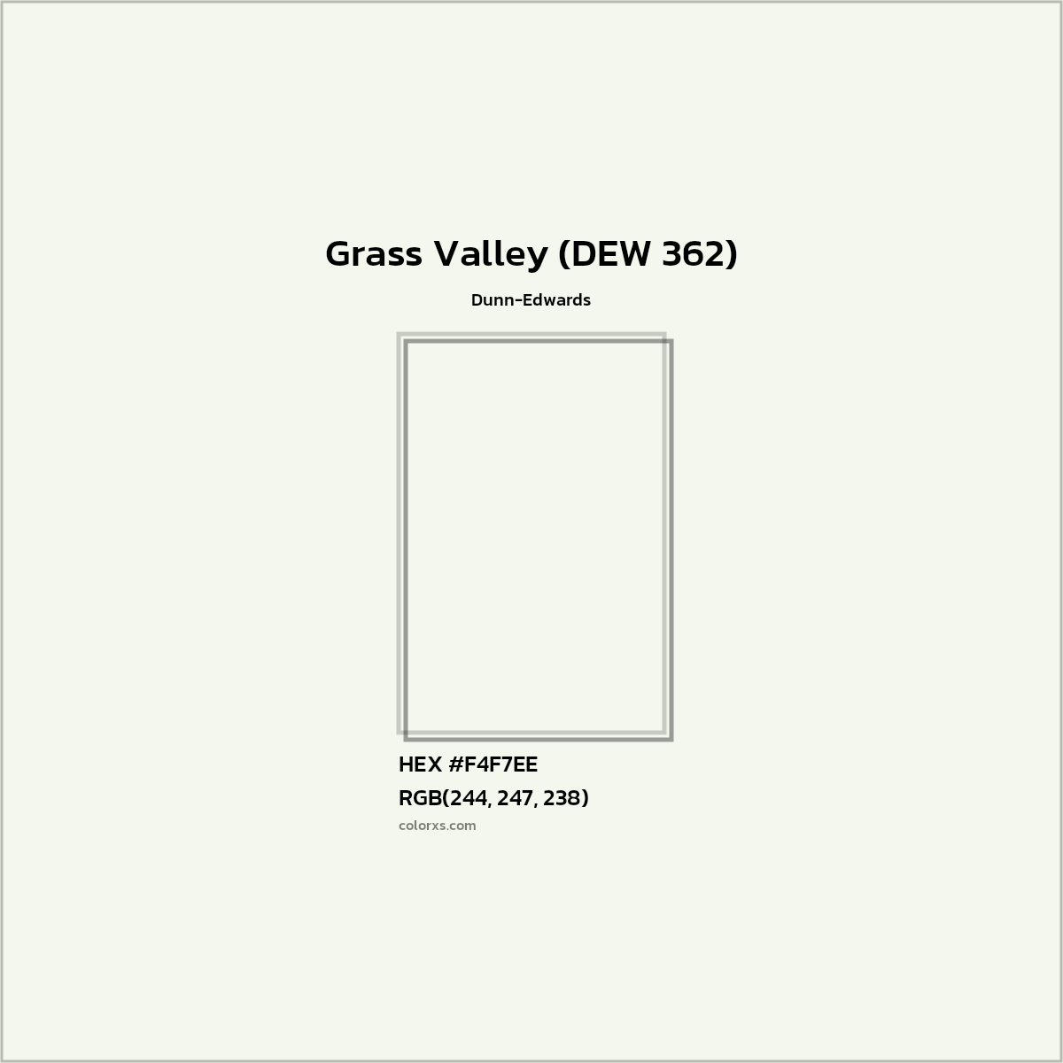 HEX #F4F7EE Grass Valley (DEW 362) Paint Dunn-Edwards - Color Code