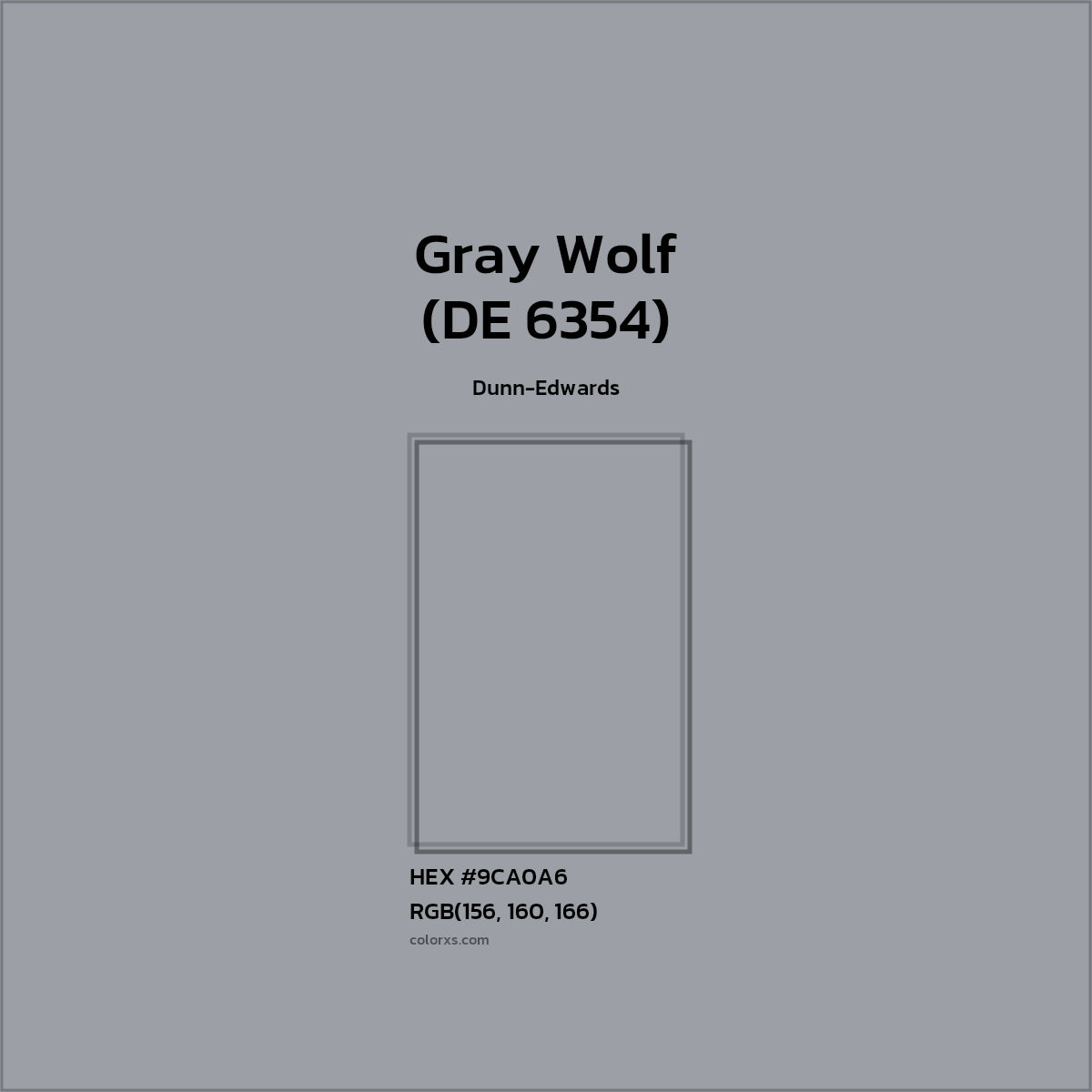 HEX #9CA0A6 Gray Wolf (DE 6354) Paint Dunn-Edwards - Color Code