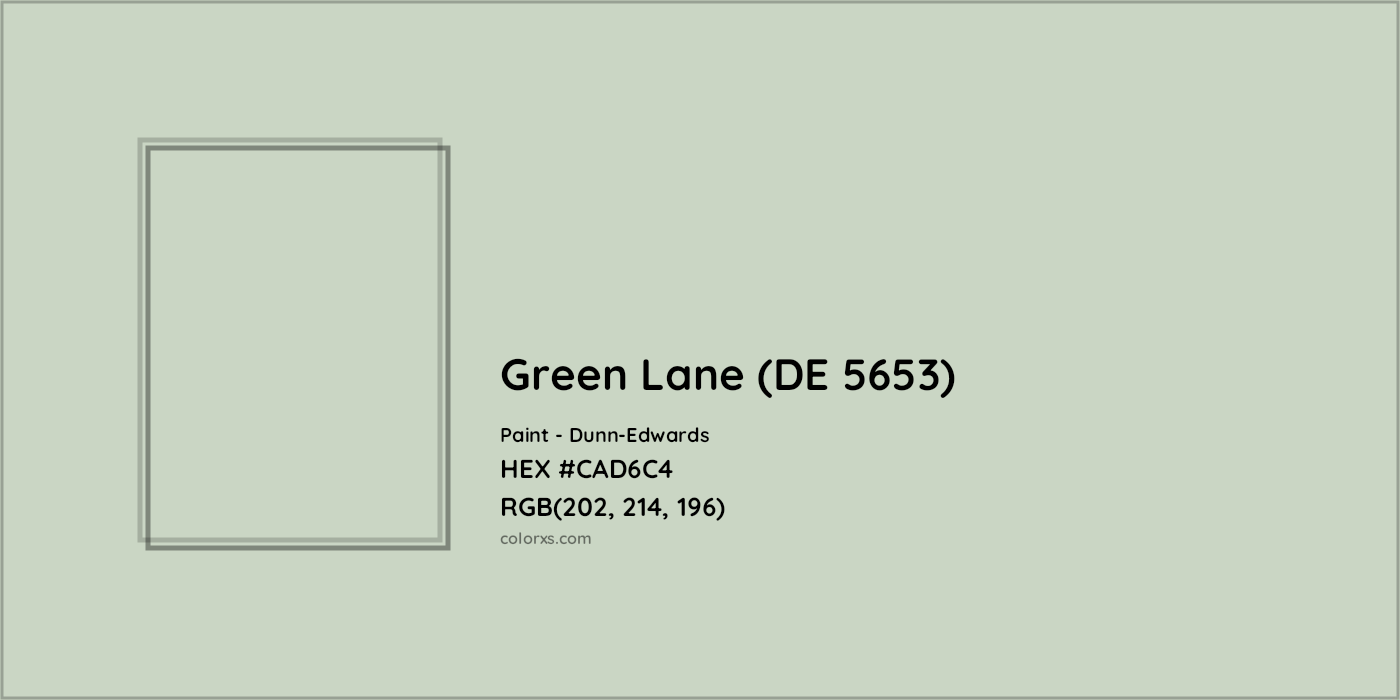 HEX #CAD6C4 Green Lane (DE 5653) Paint Dunn-Edwards - Color Code