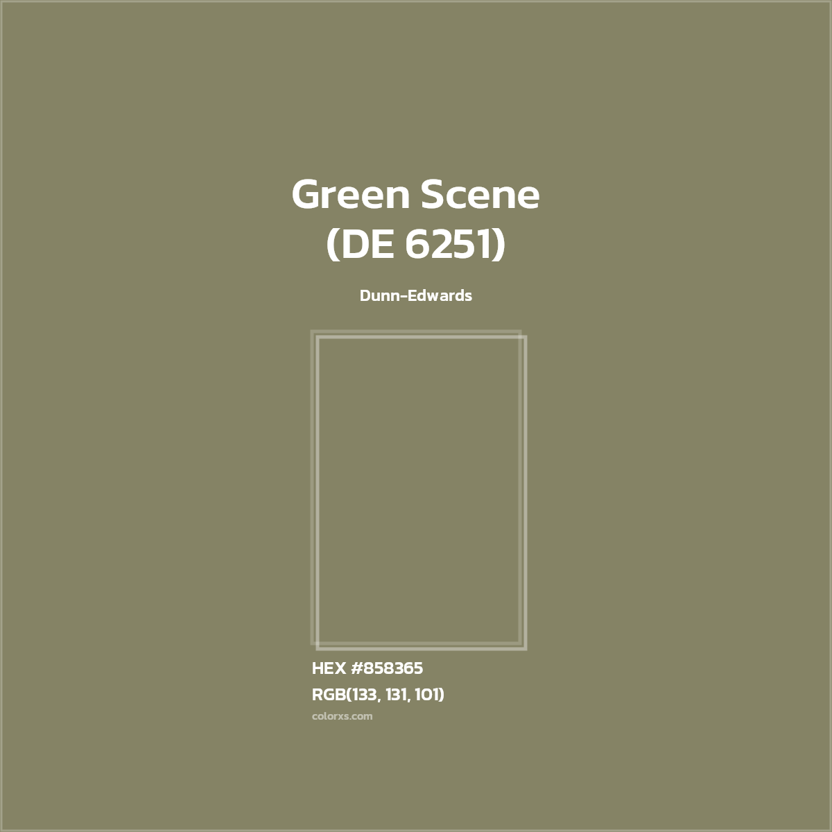 HEX #858365 Green Scene (DE 6251) Paint Dunn-Edwards - Color Code