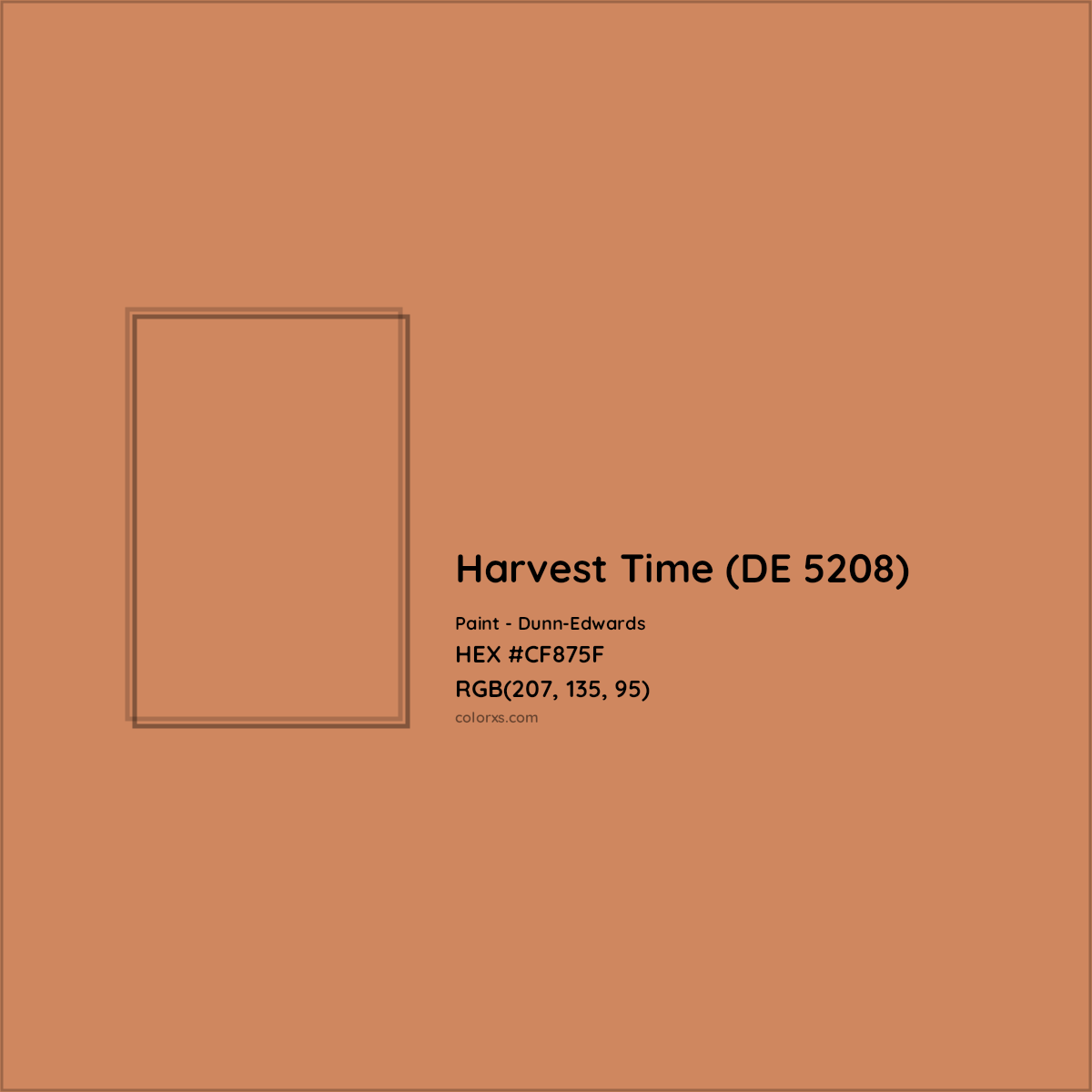 HEX #CF875F Harvest Time (DE 5208) Paint Dunn-Edwards - Color Code