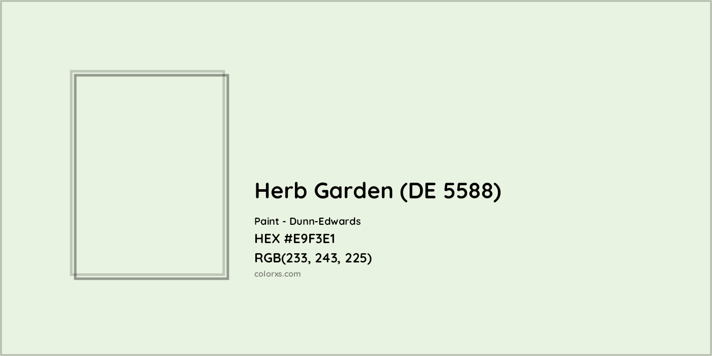 HEX #E9F3E1 Herb Garden (DE 5588) Paint Dunn-Edwards - Color Code
