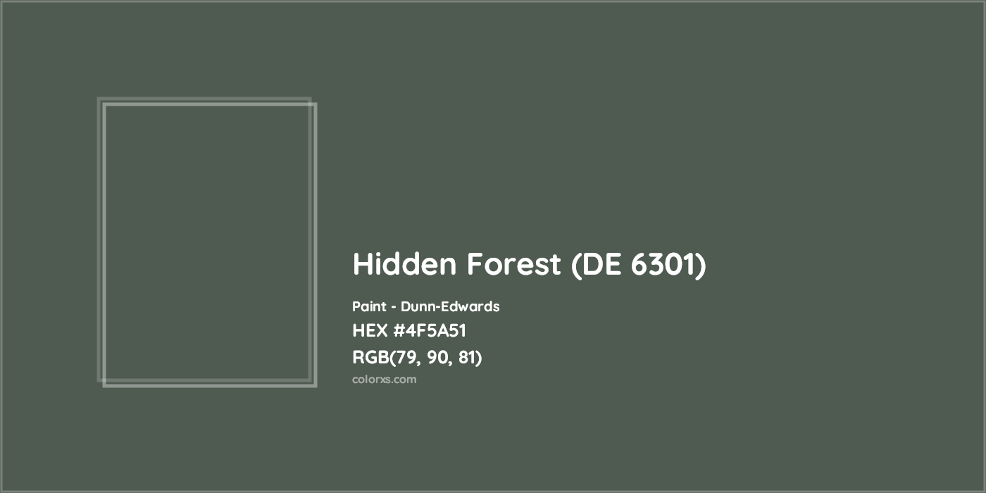 HEX #4F5A51 Hidden Forest (DE 6301) Paint Dunn-Edwards - Color Code