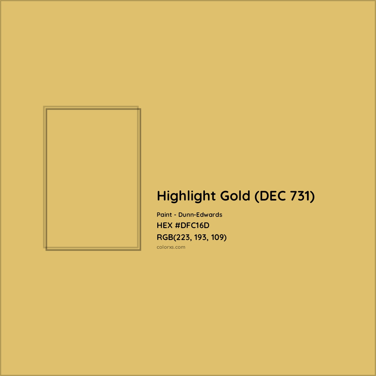 HEX #DFC16D Highlight Gold (DEC 731) Paint Dunn-Edwards - Color Code
