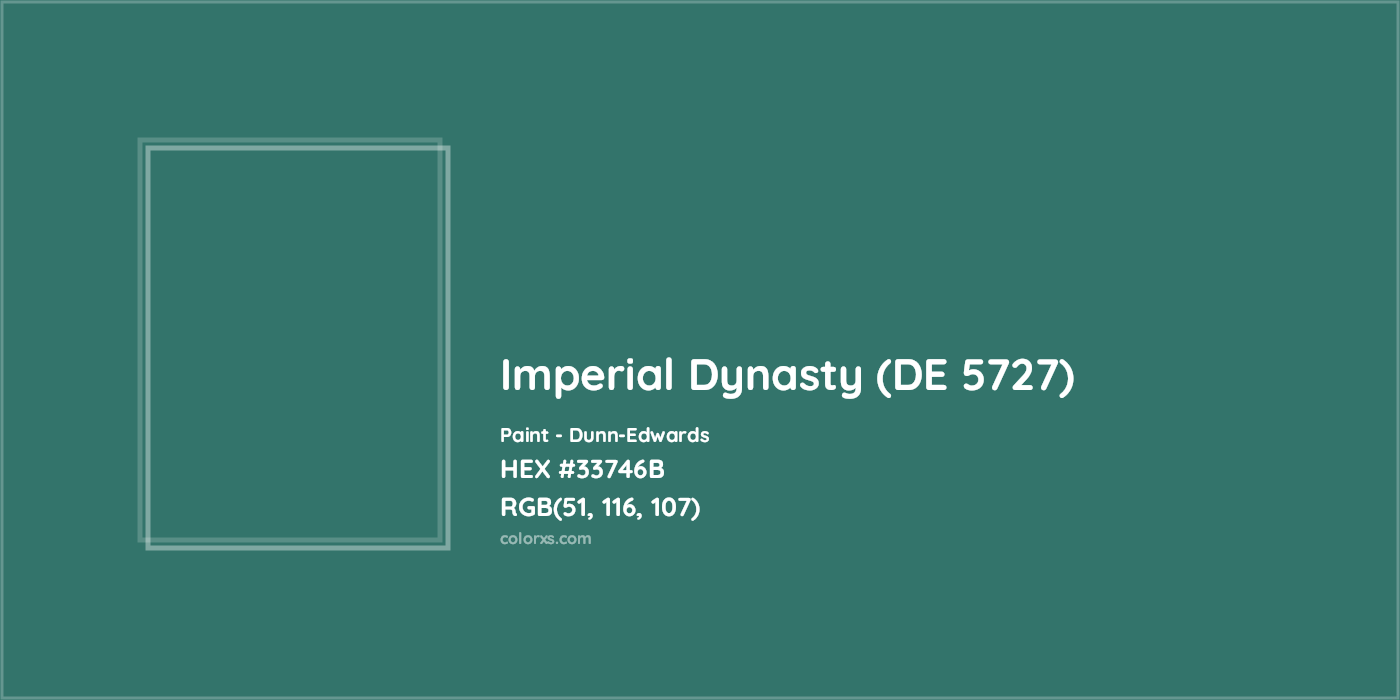 HEX #33746B Imperial Dynasty (DE 5727) Paint Dunn-Edwards - Color Code