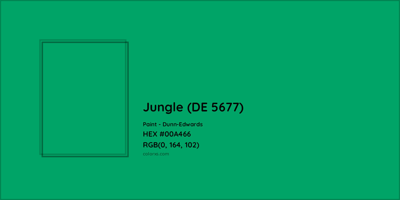 HEX #00A466 Jungle (DE 5677) Paint Dunn-Edwards - Color Code