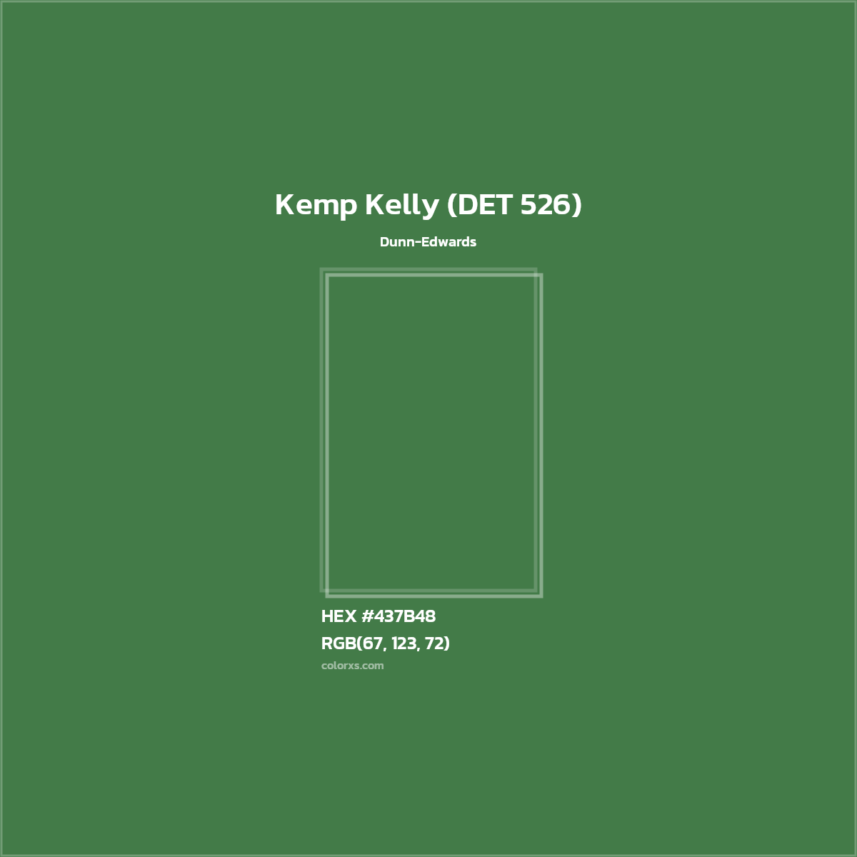 HEX #437B48 Kemp Kelly (DET 526) Paint Dunn-Edwards - Color Code