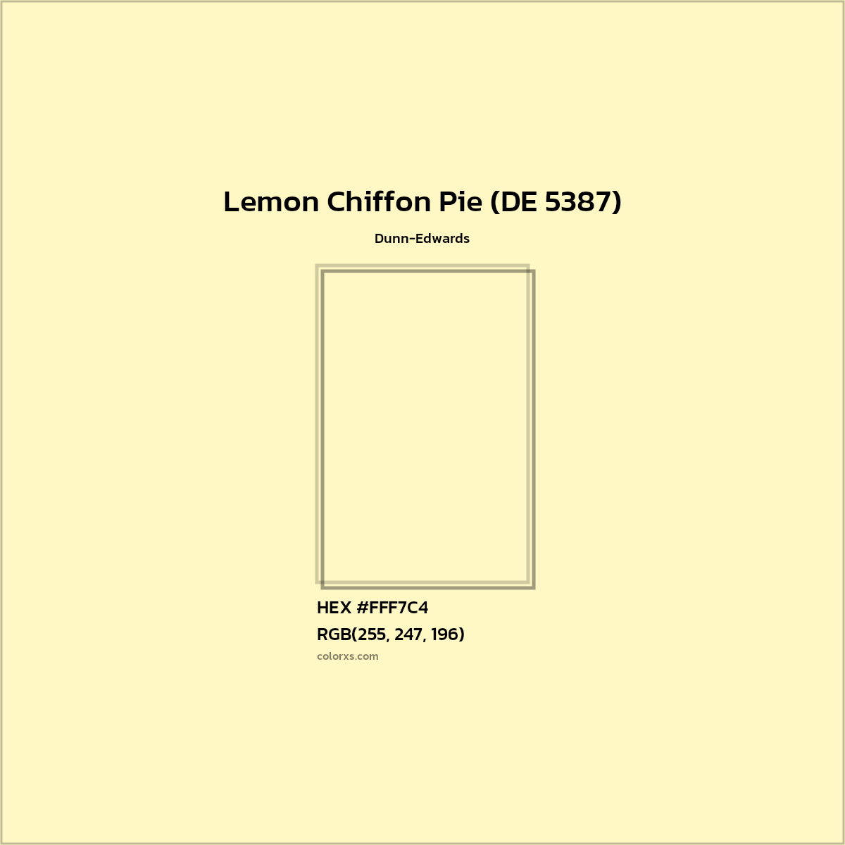 HEX #FFF7C4 Lemon Chiffon Pie (DE 5387) Paint Dunn-Edwards - Color Code