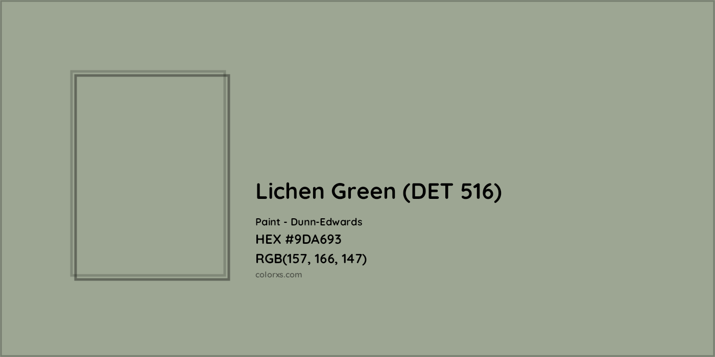 HEX #9DA693 Lichen Green (DET 516) Paint Dunn-Edwards - Color Code