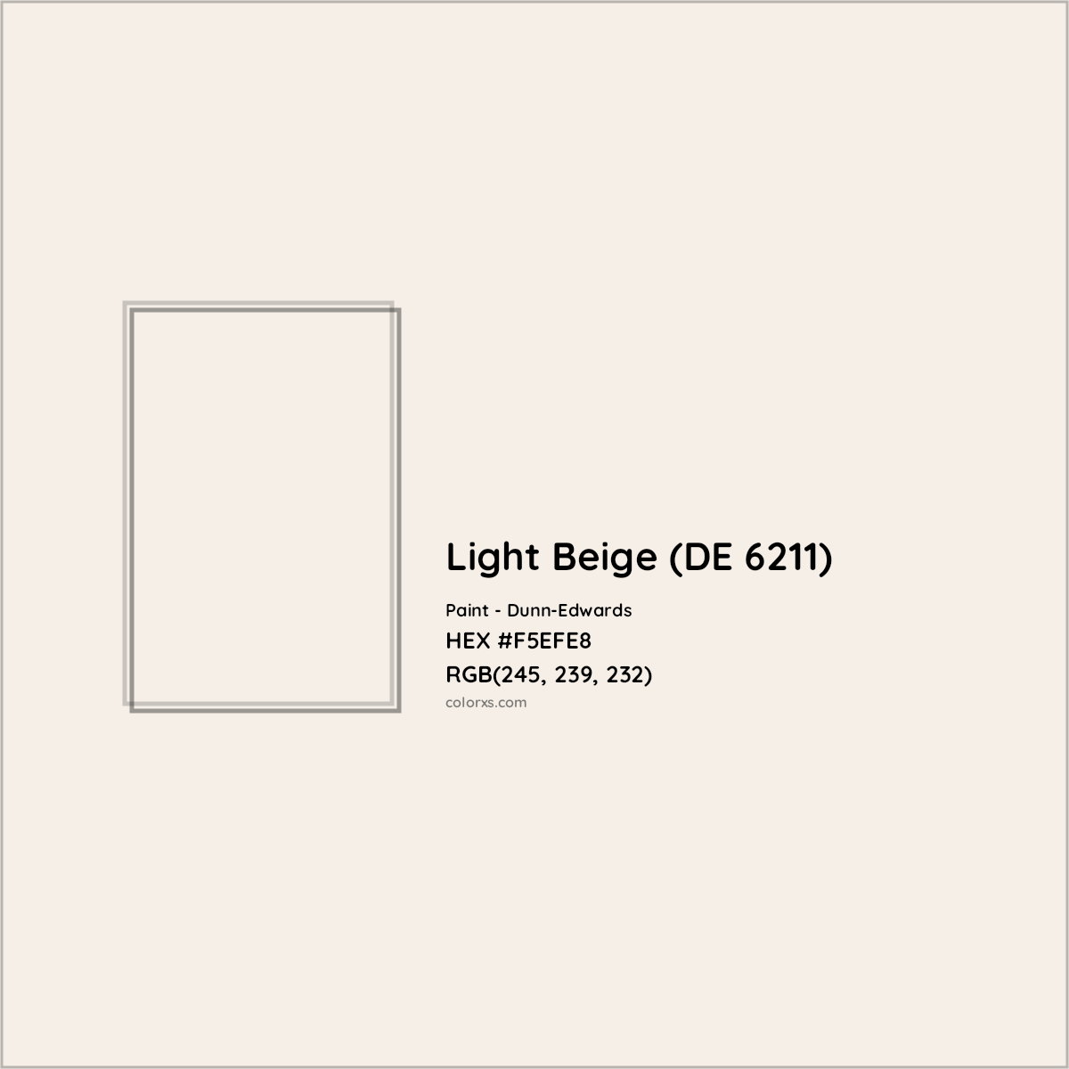 HEX #F5EFE8 Light Beige (DE 6211) Paint Dunn-Edwards - Color Code