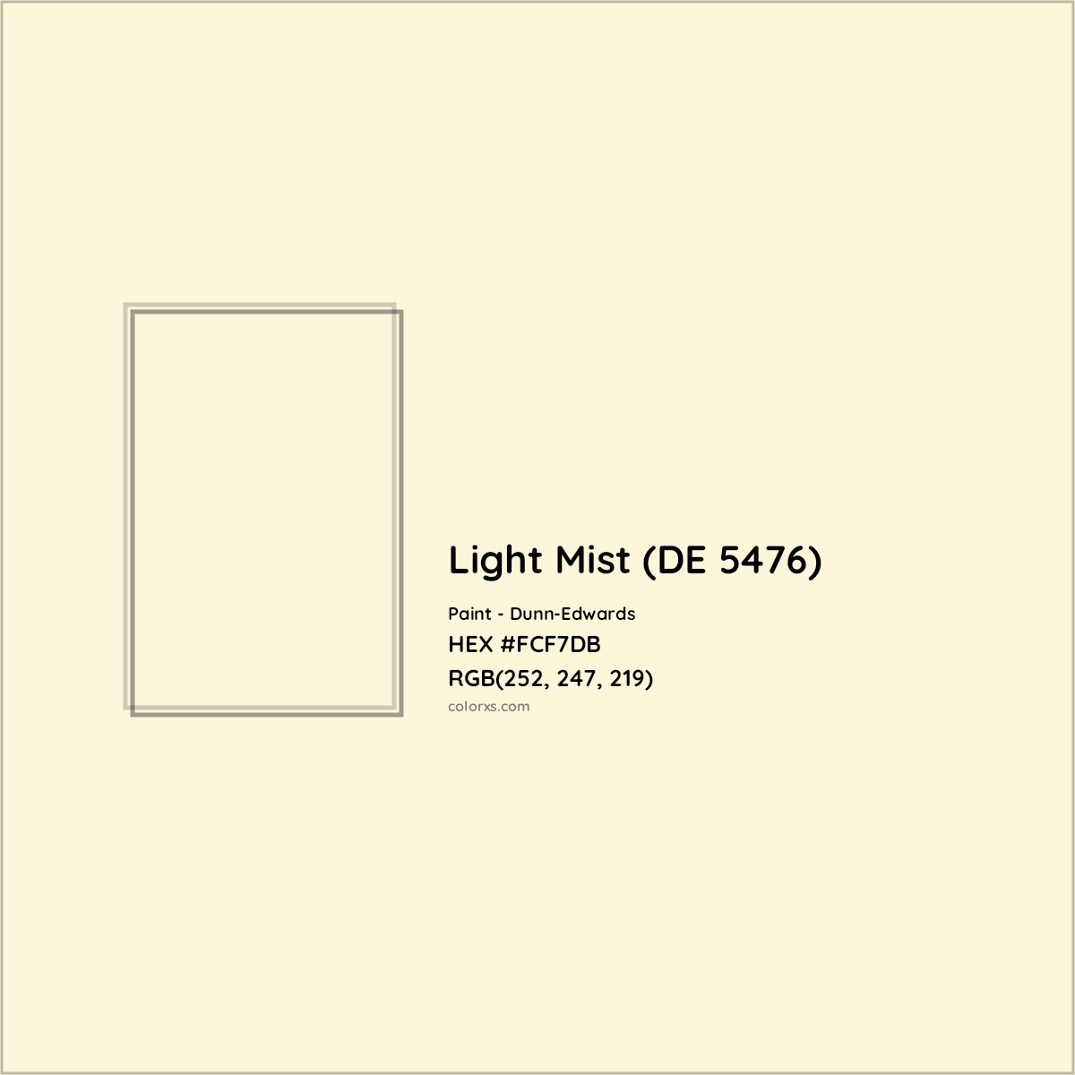 HEX #FCF7DB Light Mist (DE 5476) Paint Dunn-Edwards - Color Code
