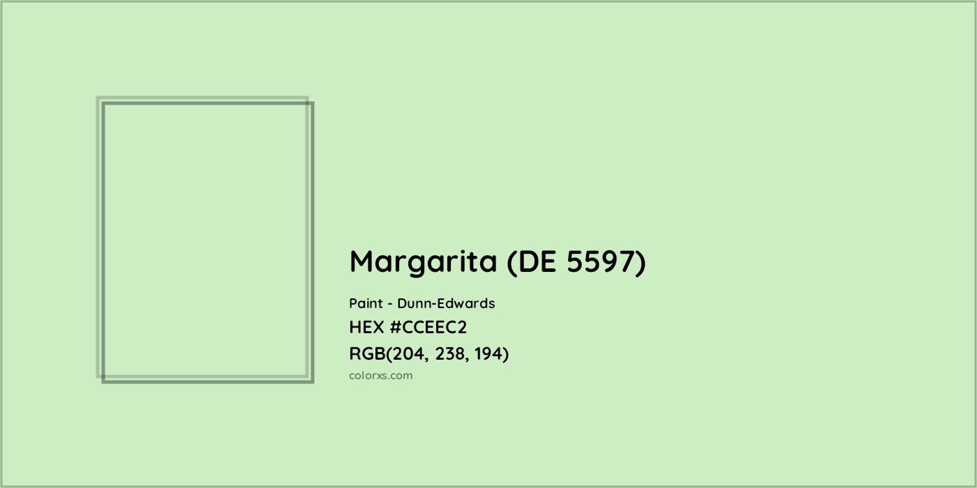 HEX #CCEEC2 Margarita (DE 5597) Paint Dunn-Edwards - Color Code
