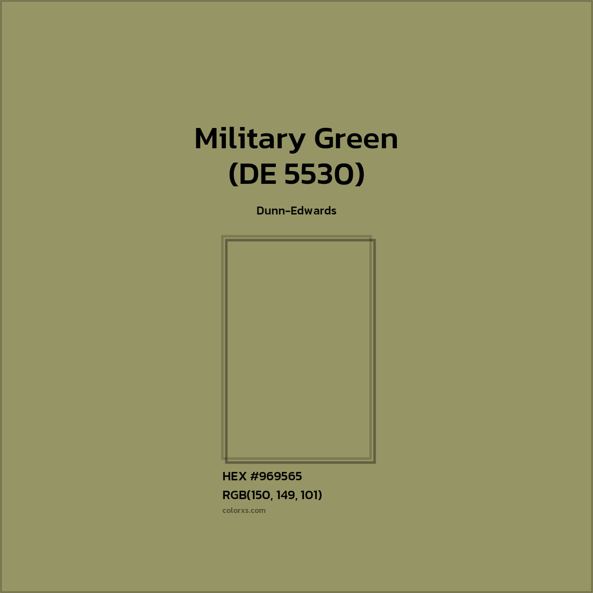 HEX #969565 Military Green (DE 5530) Paint Dunn-Edwards - Color Code