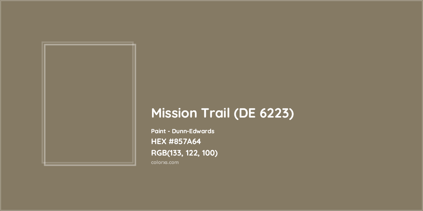 HEX #857A64 Mission Trail (DE 6223) Paint Dunn-Edwards - Color Code