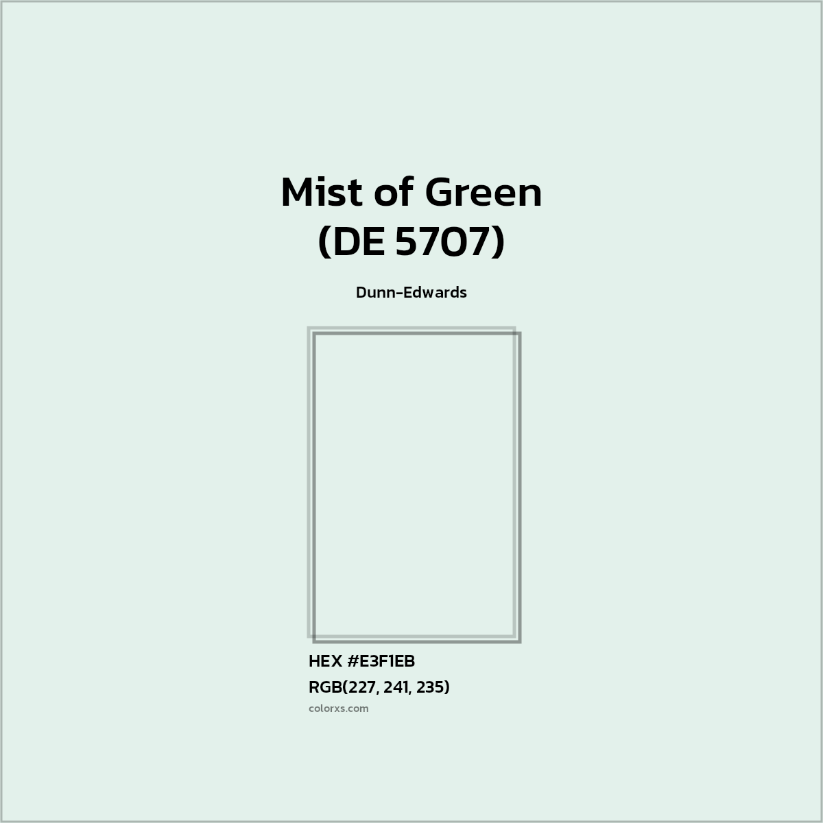 HEX #E3F1EB Mist of Green (DE 5707) Paint Dunn-Edwards - Color Code