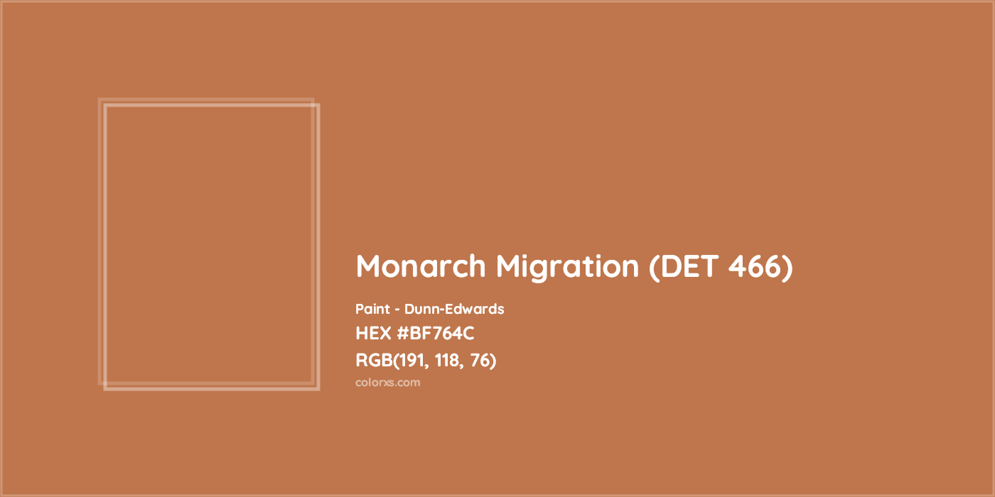 HEX #BF764C Monarch Migration (DET 466) Paint Dunn-Edwards - Color Code